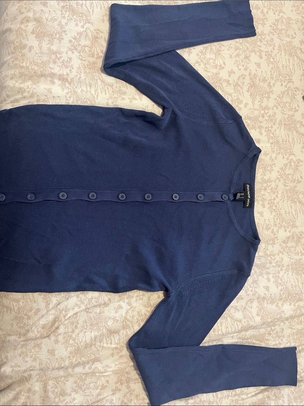 Streetwear Society Navy Button-Up Ribbed Top